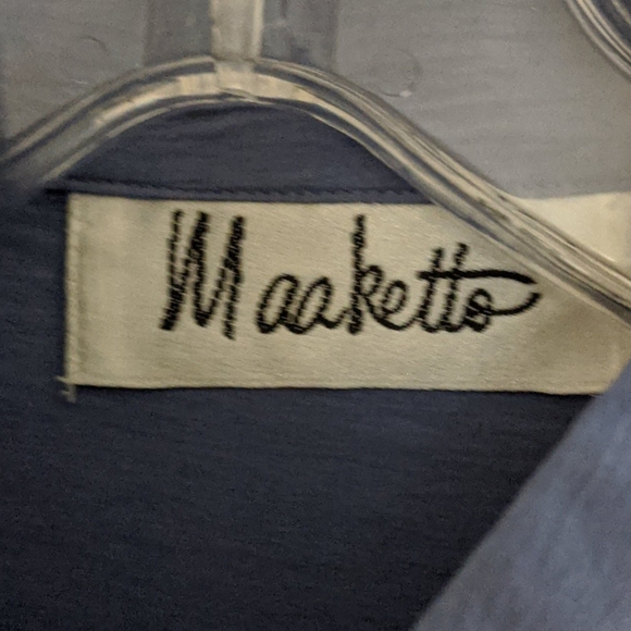 Vintage Silk Shirt size Petite Med Periwinkle blue - Picture 5 of 7